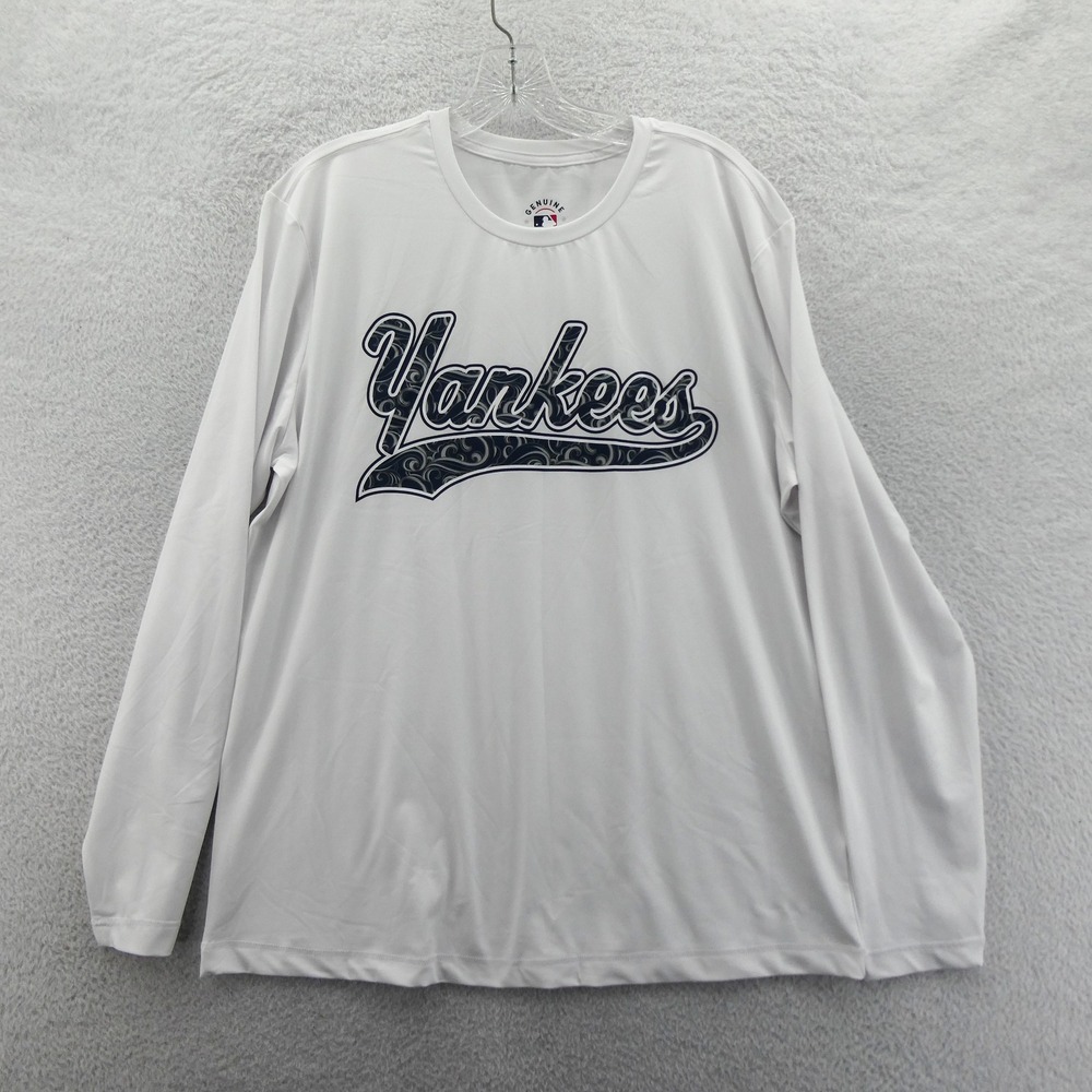 Genuine Merchandise Shirt Mens Large New York Yankees White Long Sleeve Vintage